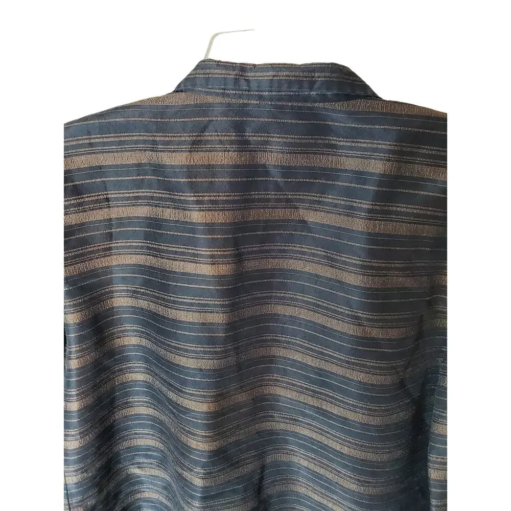 Linda Allard Ellen Tracy Silk Open Style Striped Topper Jacket, Size 10